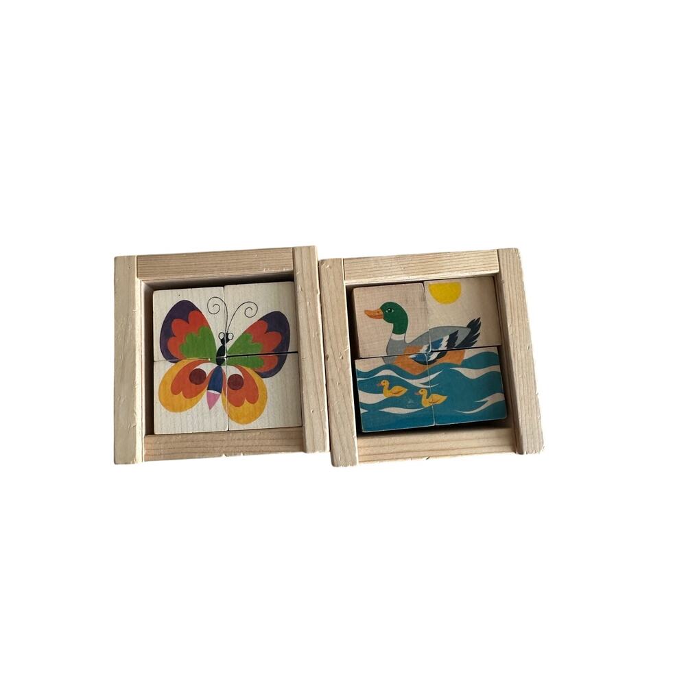 Atelier Fischer Swiss Wooden Cube Klotzli Puzzles 2 Included nature, farmyard